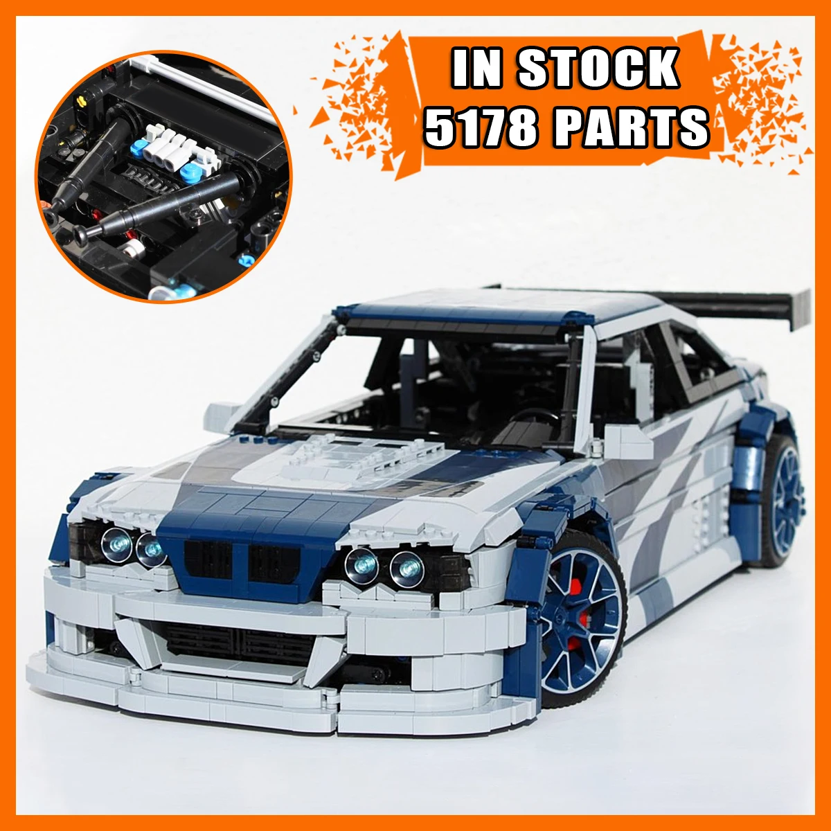 

NEW 1:8 Scale Classic Sports Car Building Blocks Model, MOC-142015 DIY Assembly Racing Vehicle Kit, Creative Toy Gift for Kids a