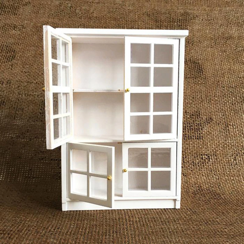 1/12 Dollhouse Miniature Furniture White Kitchen Dining Cabinet Display Shelf