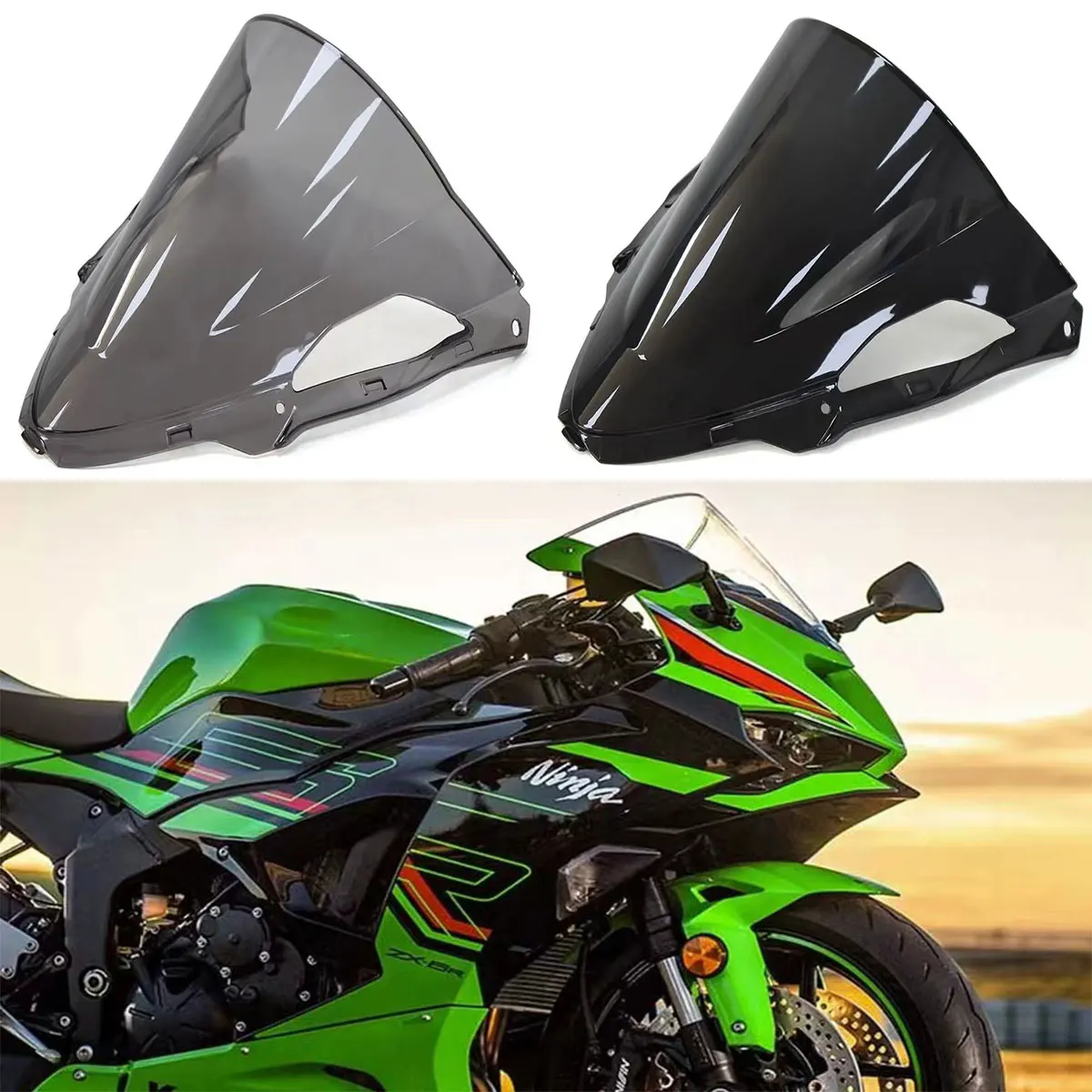 

For Kawasaki Ninja 636 ZX6R ZX 6R 2024 ZX-6R Motorcycle Windscreen Screen Wind Deflectors Double Bubble Windshield Gray Black