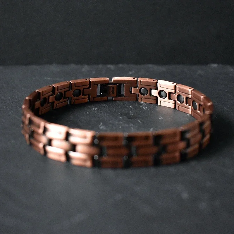 Red Copper Magnetic Therapy Bangle for Men, Strong Magnets Bio-Energy Health Care, Unisex Healing Jewelry Gift