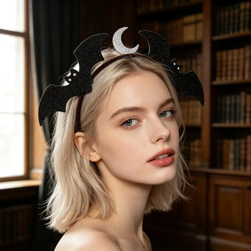 The Unique Style of Halloween Bat Headband and Bat Moon Headband Is Perfect for Parties Carnival Prizes and Trick or Treat