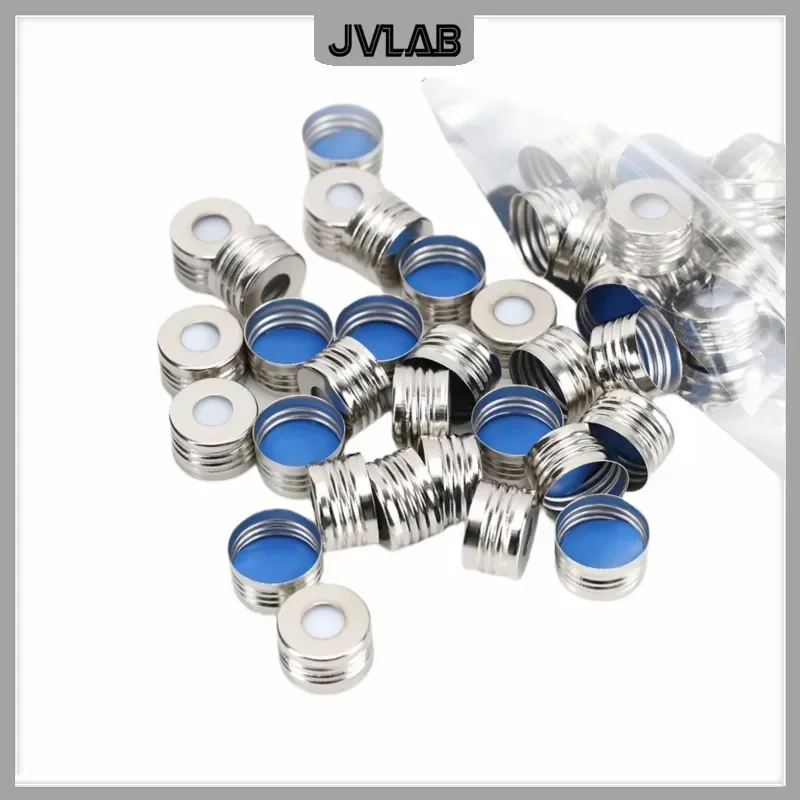 Screw Cap, Headspace, Steel, Magnetic Cap, PTFE/Silicone Septa (Top White, Bottom Blue) 18 mm, 100/pk. Cap Size: 18 mm 5188-2759