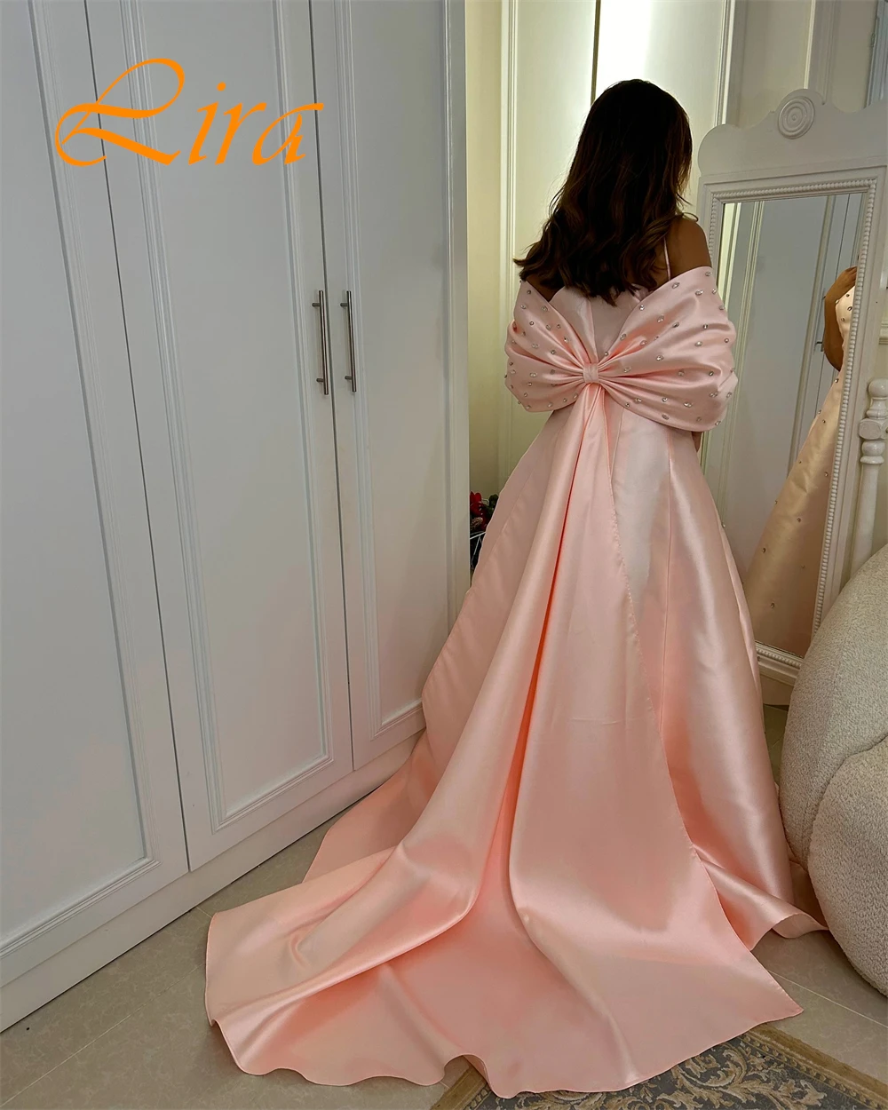 Customized Exquisite Strapless Evening Dress Classic Off the Shoulder Satin Prom Dresses Luxury Crystal Bespoke Occasion Gowns