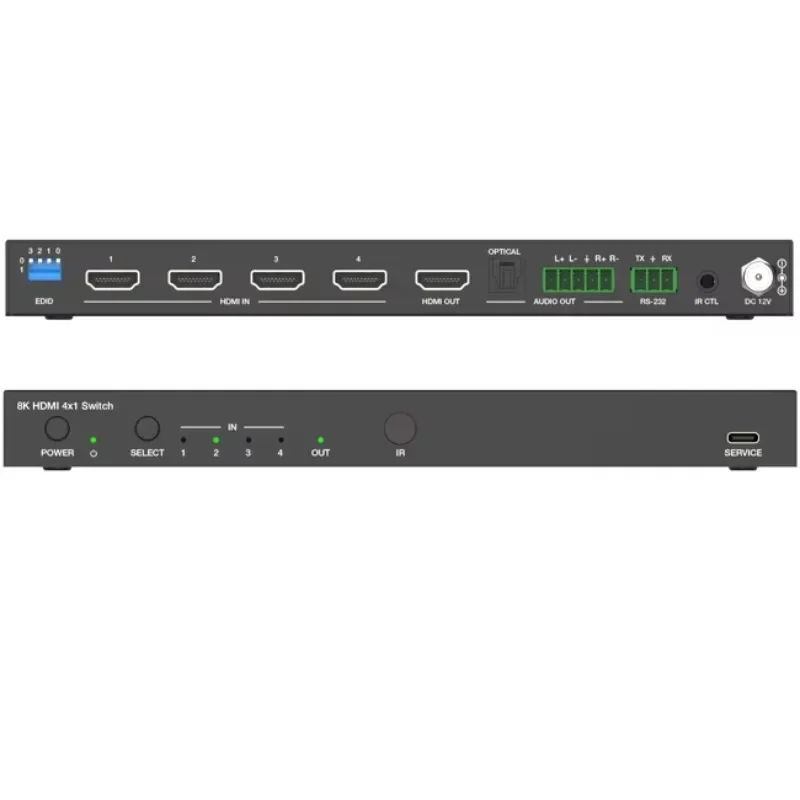 8K HDMI 4x1 Switcher IR Remote وRS- 232 API Commands Control لنظام المسرح المنزلي