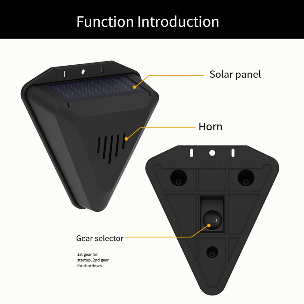 

Solar Powered Bird Repeller with Weatherproof Sound and Light Alarm for Farms For Orchards Fish Ponds and Fields