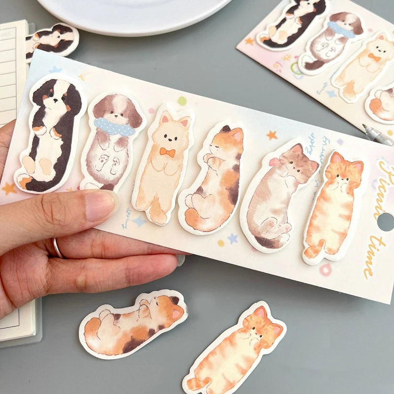 

120 Sheets/set Cat Dog Sticky Notes Tabs Page Book Markers For Page Marking Message Classify File Flags Stickers