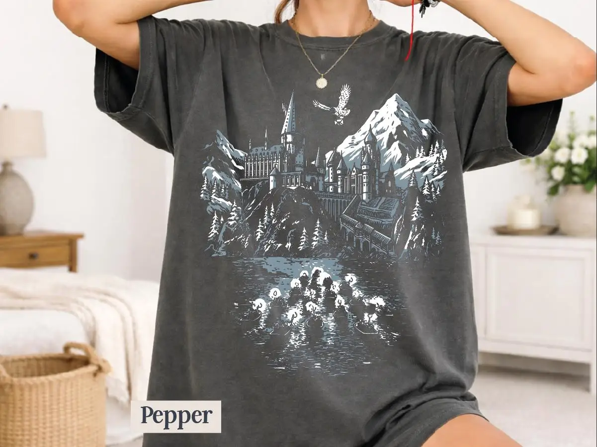 Vintage Magic Castle Shirt, Retro Wizard School Owl Post Tee, Vintage Magic School Mountain T-shirt, Wizarding World