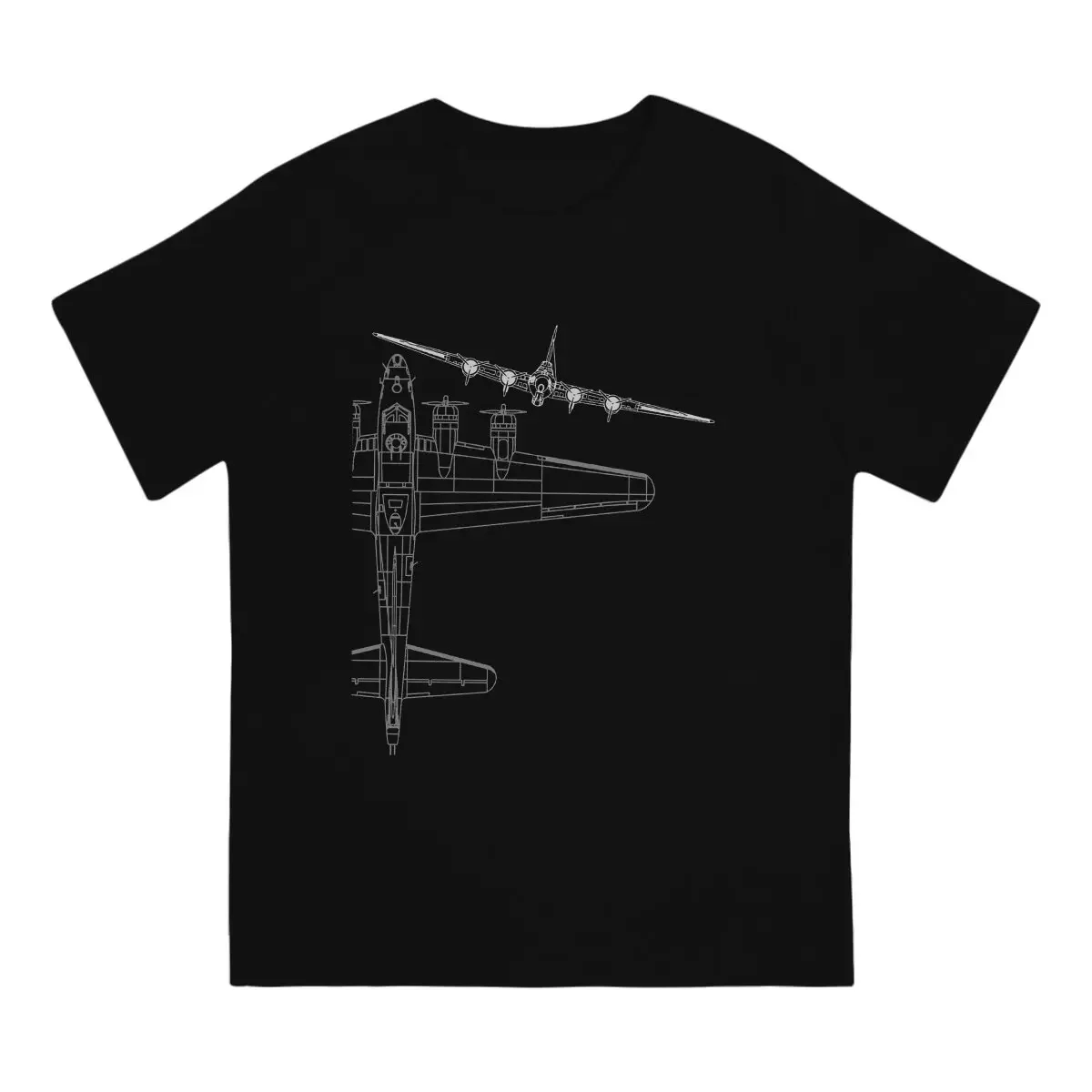 B-17 Flying Fortress WWII Bomber Line Art Hip Hop TShirt Airplane Lover Casual T Shirt Summer Stuff For Men Women