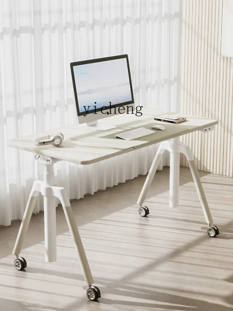 

Tqh Electric Lifting Table Double Motor Good-looking Cream Wind Game Live Broadcast Study Office Study Desk