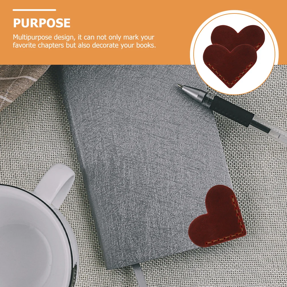 

2Pcs Heart Bookmarks Vintage Page Corner Covers Book Accessories for Readers Students Book Lovers Office Use