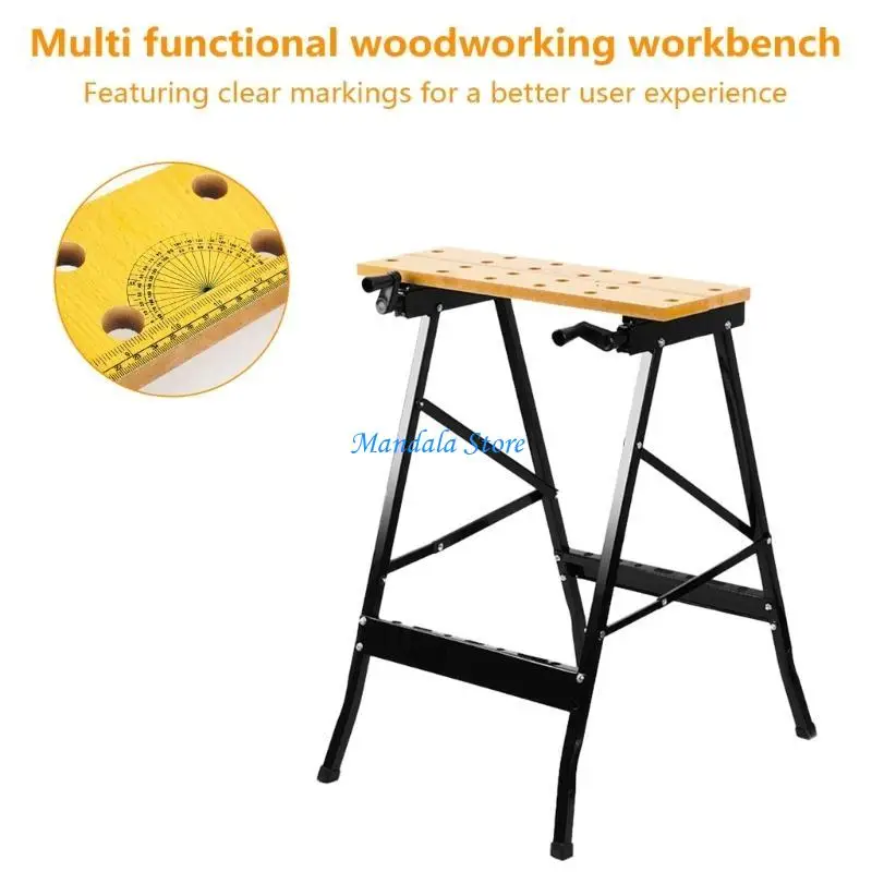 U2JC Portable Folding Work Table Tool Storage Stand Workbench with Clamp Workbench for Home Improvement Woodworking