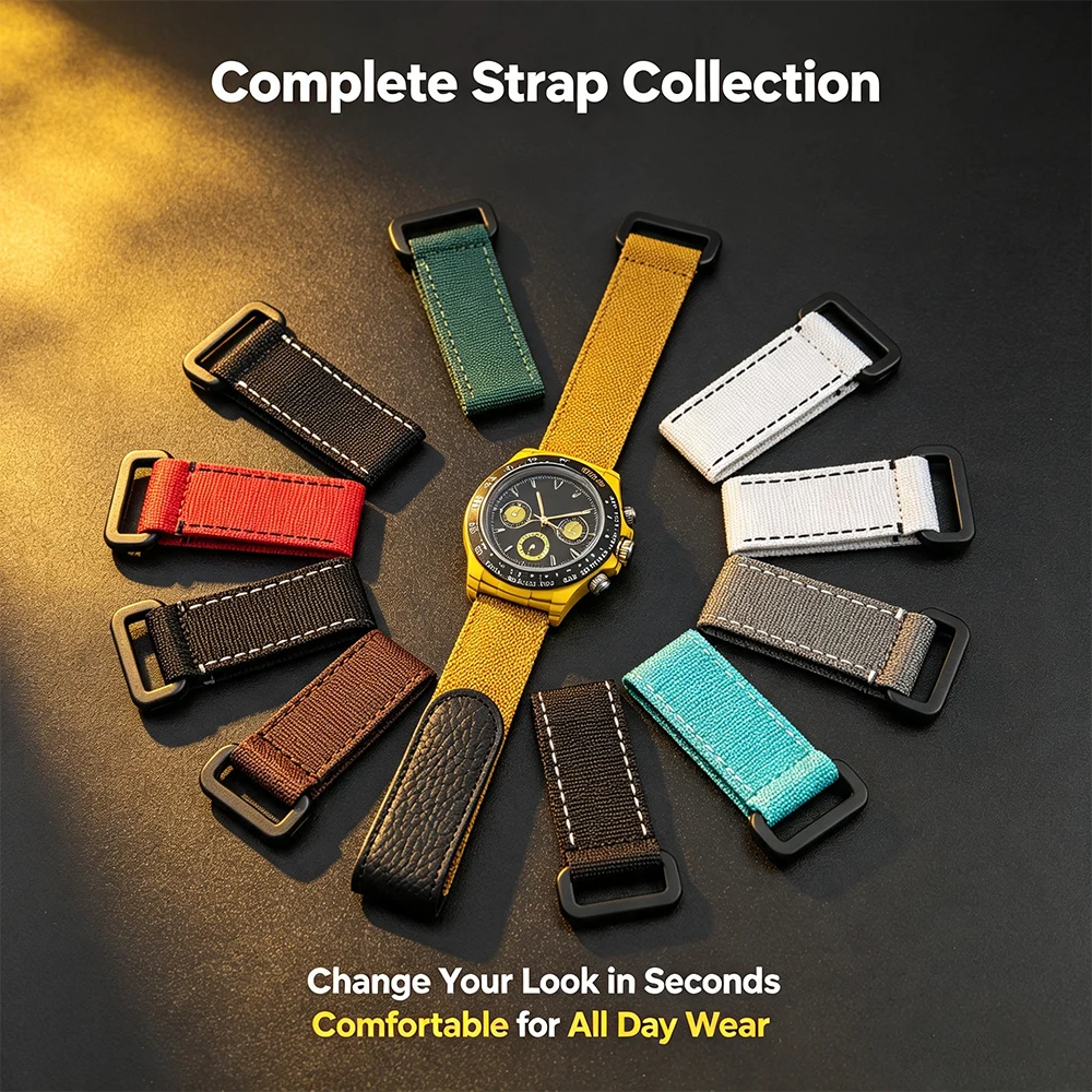 20mm Nylon Fabric Watch Strap Hook&Loop Fastener Canvas Replacement Wrist Band For Custom Modified Sport Diving Watch Accessorie