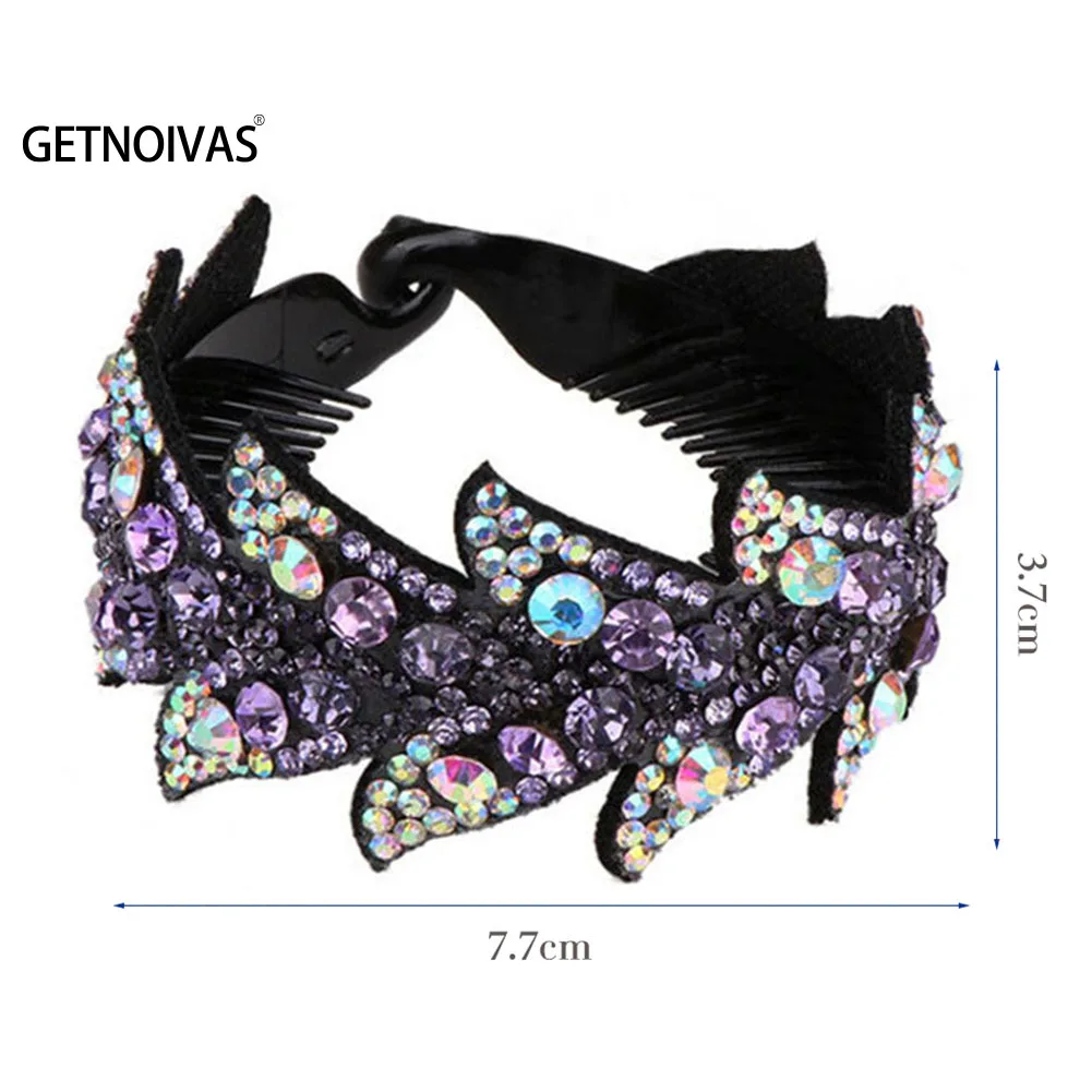 Women Elegant Crystal Hair Clips Hair Bun Maker Holder Colorful Rhinestone Bird Nest Hair Comb Clamps Secure Grip Headwear SL