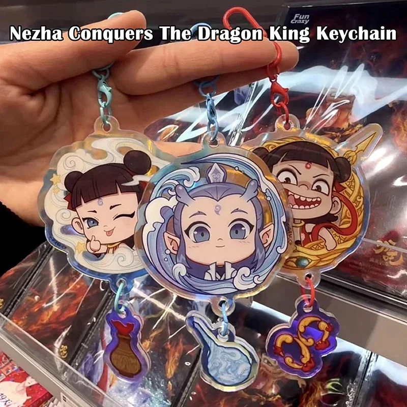 Nezha Key Chain Acrylic Cute Cotton Nezha Aobing Backpack Pendant Car Interior Accessories 55mm Independently Packaged Gift