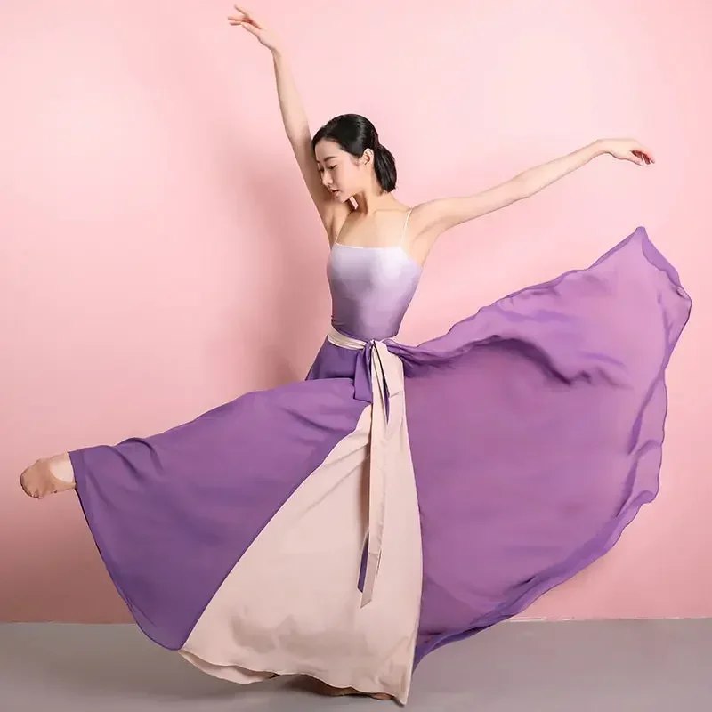 720-Degree diamond dance classical dance long gauze skirt national  suit art test Korean  elegant practice suit square