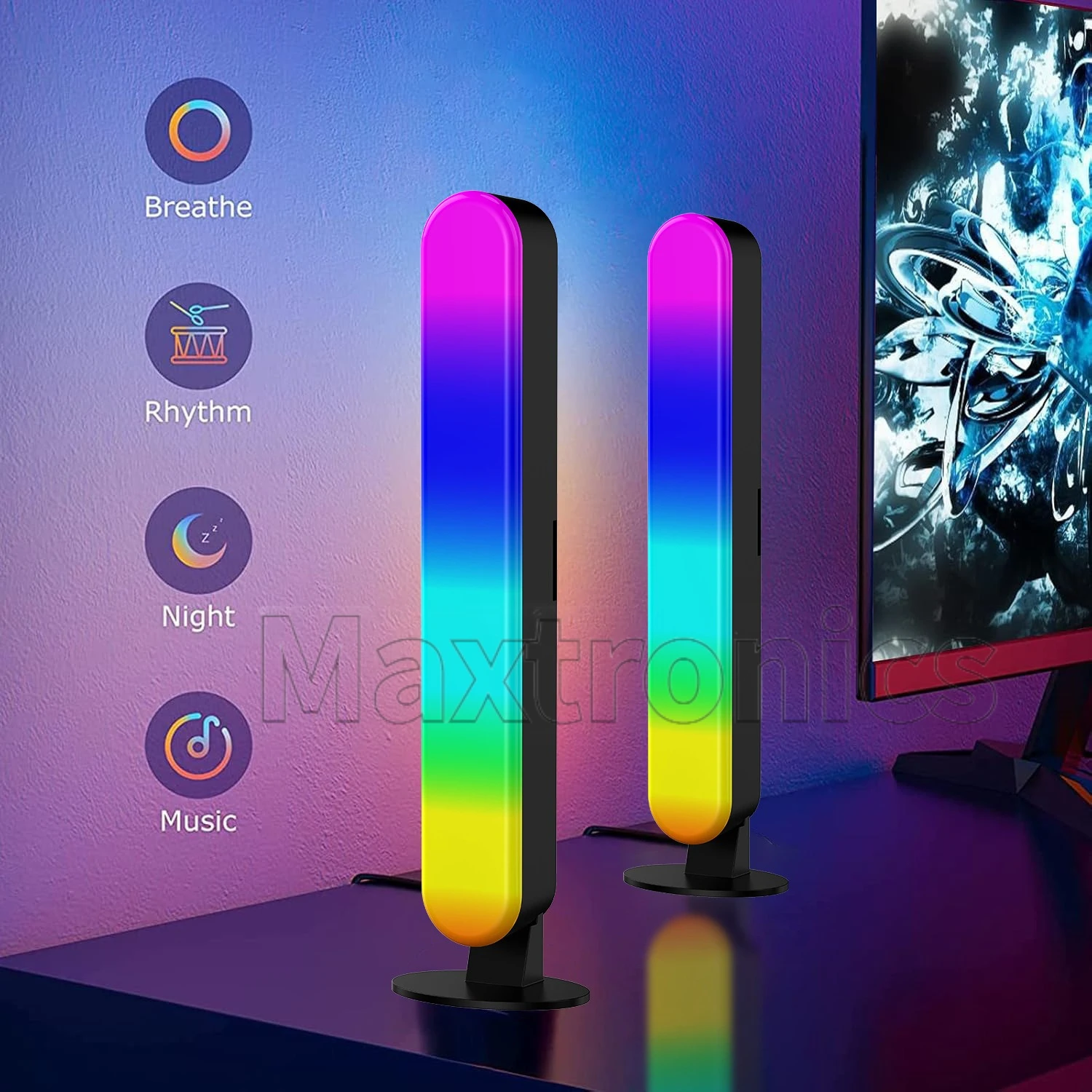 LED الموسيقى لاقط ضوء RGB الملونة الذكية بلوتوث مع جهاز التحكم عن بعد لسطح المكتب مصباح لتهيئة الجو ألعاب الكمبيوتر Esports غرفة ديكور