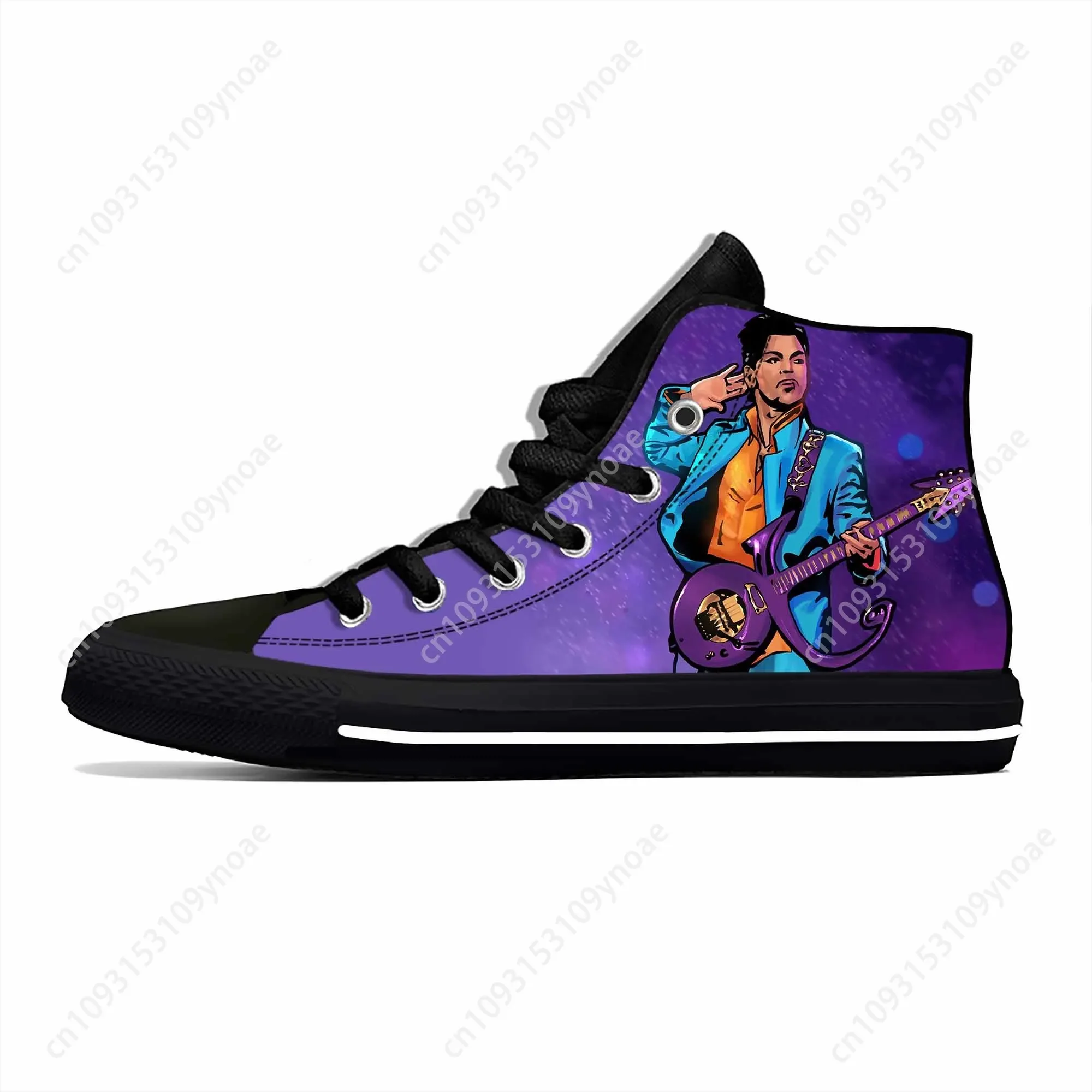 Rain Symbol Rock Music Guitar Purple Prince Funny Casual Cloth Shoes High Top Comfortable Breathable 3D Print Men Women Sneakers