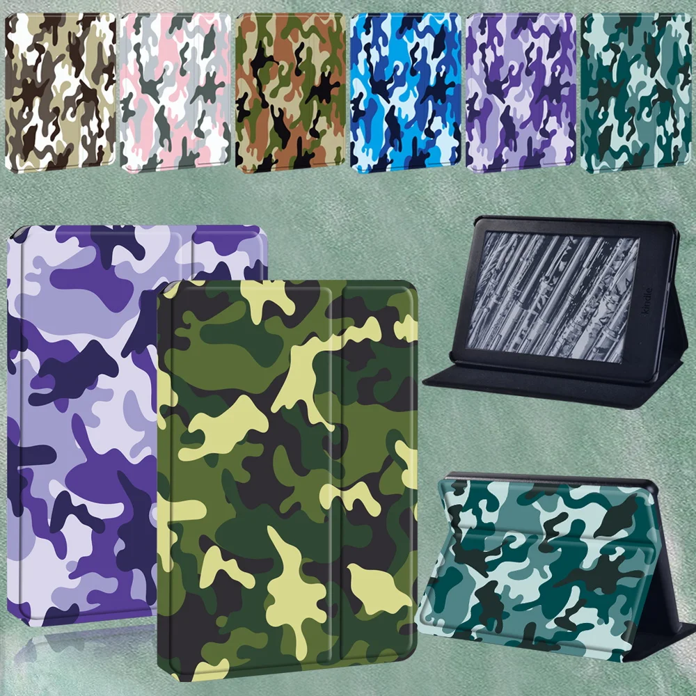 

Leather Flip Tablet Case for Paperwhite 5 /Kindle 8th/10th Gen/Paperwhite 1 2 3/Paperwhite 4 Camouflage Print Stand Cover