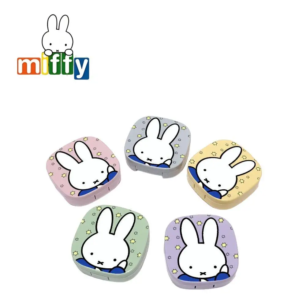 

Коробка для контактных линз Miffy, милая и девичья мультяшная коробка для контактных линз, портативная коробка-компаньон, коробка для хранения на присоске с двойным зажимом