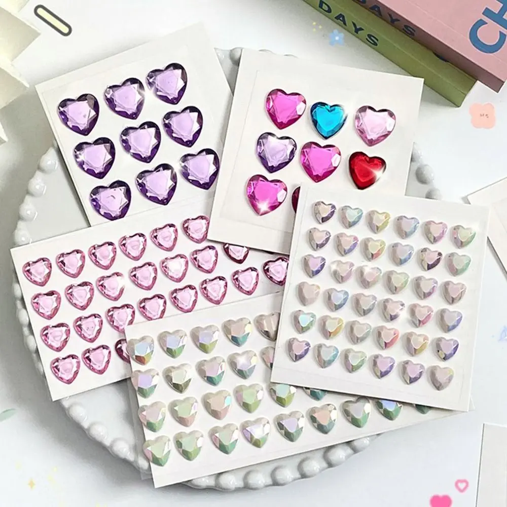 Students Children Phone Laptop 3D Crystal Diamond Sticker Love Heart Rhinestone Bling Decorative Sticker DIY Children Toys