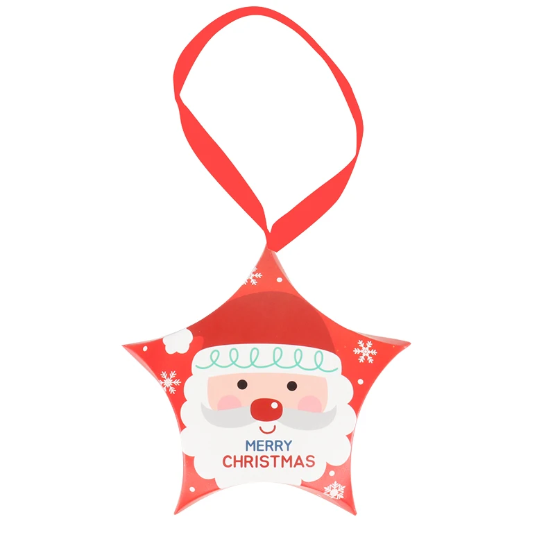 8pcs Star Shape Christmas Candy Box DIY Paper Treat Gift Boxes with Ribbon Merry Christmas Boxes Bag for Home New Year Navidad