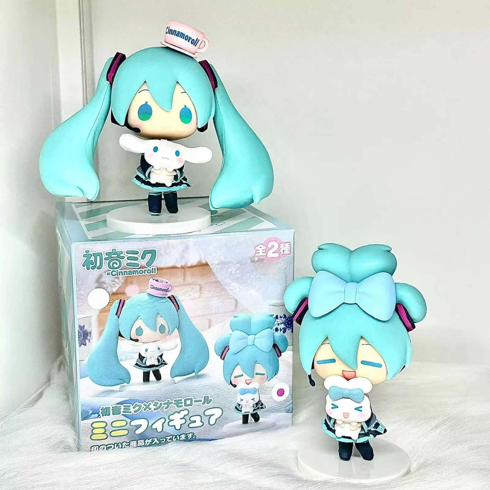 Hatsune Miku Anime Figure Cinnamoroll Collaboration Cute Model Collection Statue Desktop Car Decoration Toys Doll Gifts Pvc