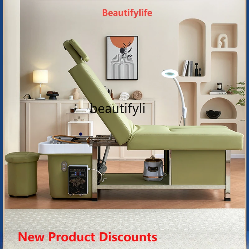 

01A Electric Lifting Head Therapy Shampoo Chair Water Circulation Fumigation Foot Massage Foot Bath Integrated