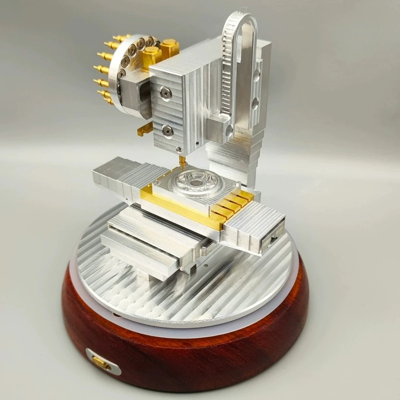

Mini Mechanical Milling Machine Model Aluminum Alloy Milling Machine Model with Dust Cover Desktop Crafts