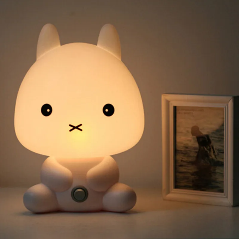 New Baby Bedroom Lamps Cartoon Pets Rabbit Panda PVC Plastic Sleep Led Kids Lamp Bulb Night Light for Children