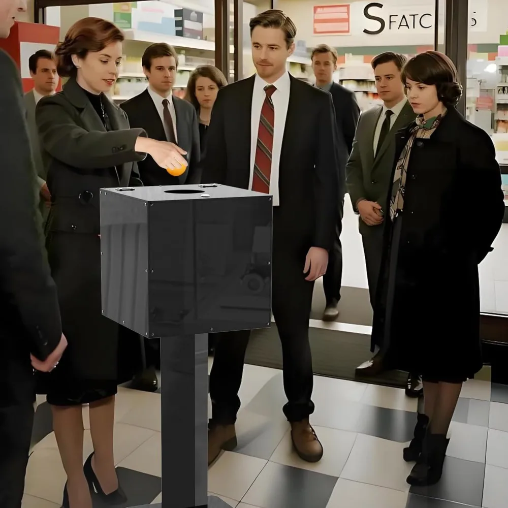 صندوق سحب قابل للقفل من الأكريليك الأسود مع حامل - صندوق تجميع التبرع الكبير مع فتحة للتصويت والرسومات ومرفف الصمامات والإخراج #5