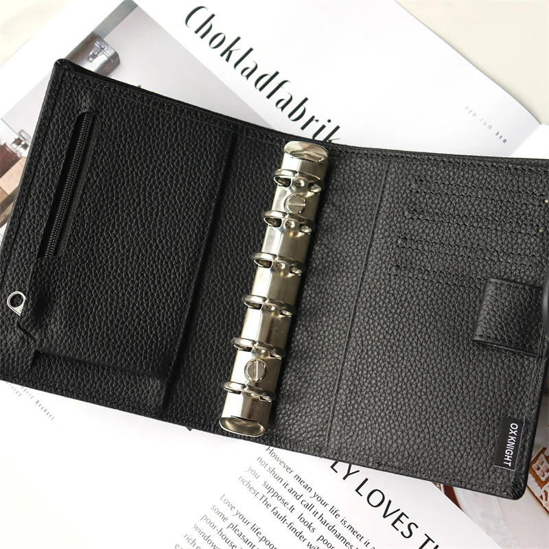 Business Notebook Diary Notepad Solid Color Litchi Grain Genuine Leather Note Book Replaceable Stationery Gift Traveler Journal