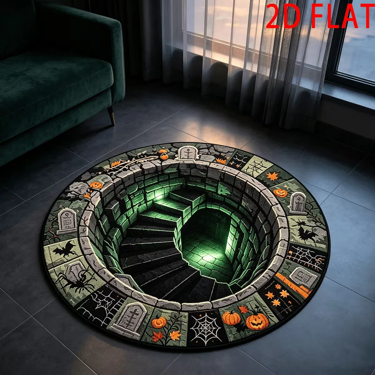 Gothic Spider Halloween Well Circle Rug Entrance Hallway Sofa Side Home Decor Bedroom Kitchen Coffee Table Doormat Floor Mat