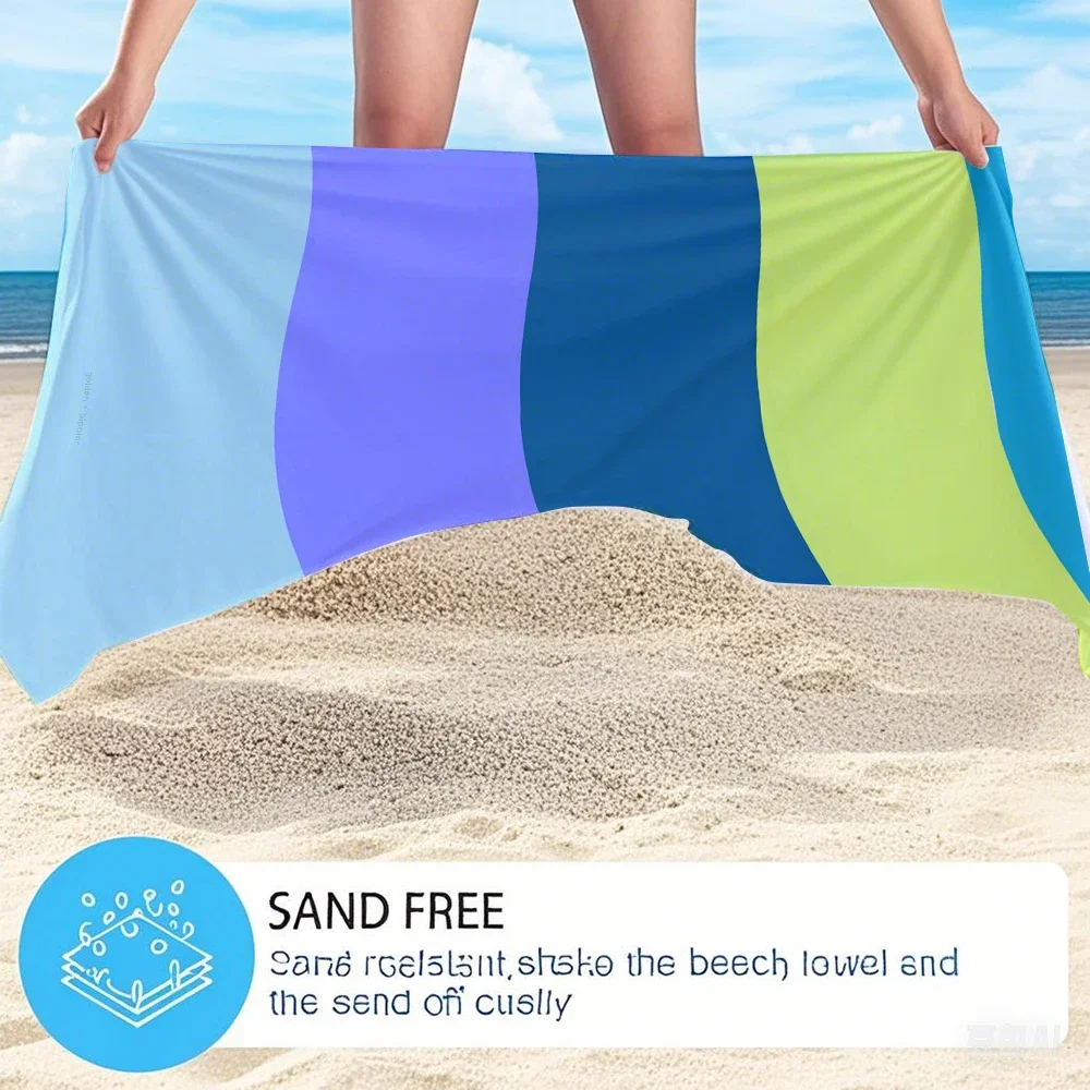 Wave Tones Compact Travel Beach Towel Super Absorbent Sand Resistant, Microfiber for Swimming Camping Yoga