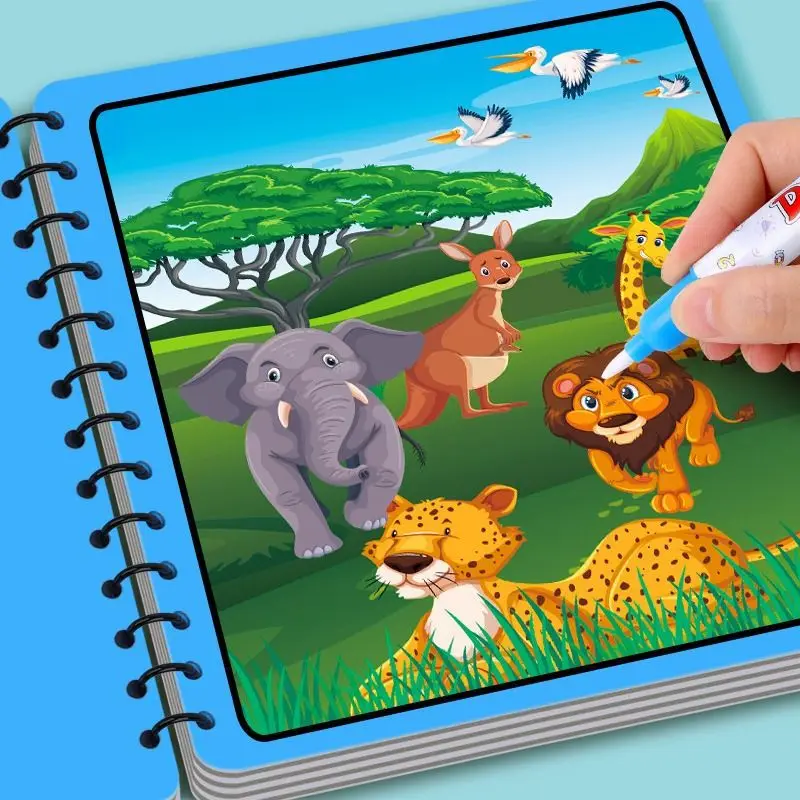 Libri da colorare in acqua per bambini piccoli, libro di pittura ad acqua per bambini piccoli, pittura con libri d'acqua, giocattoli per libri Doodle d'acqua per 3-5, Tra