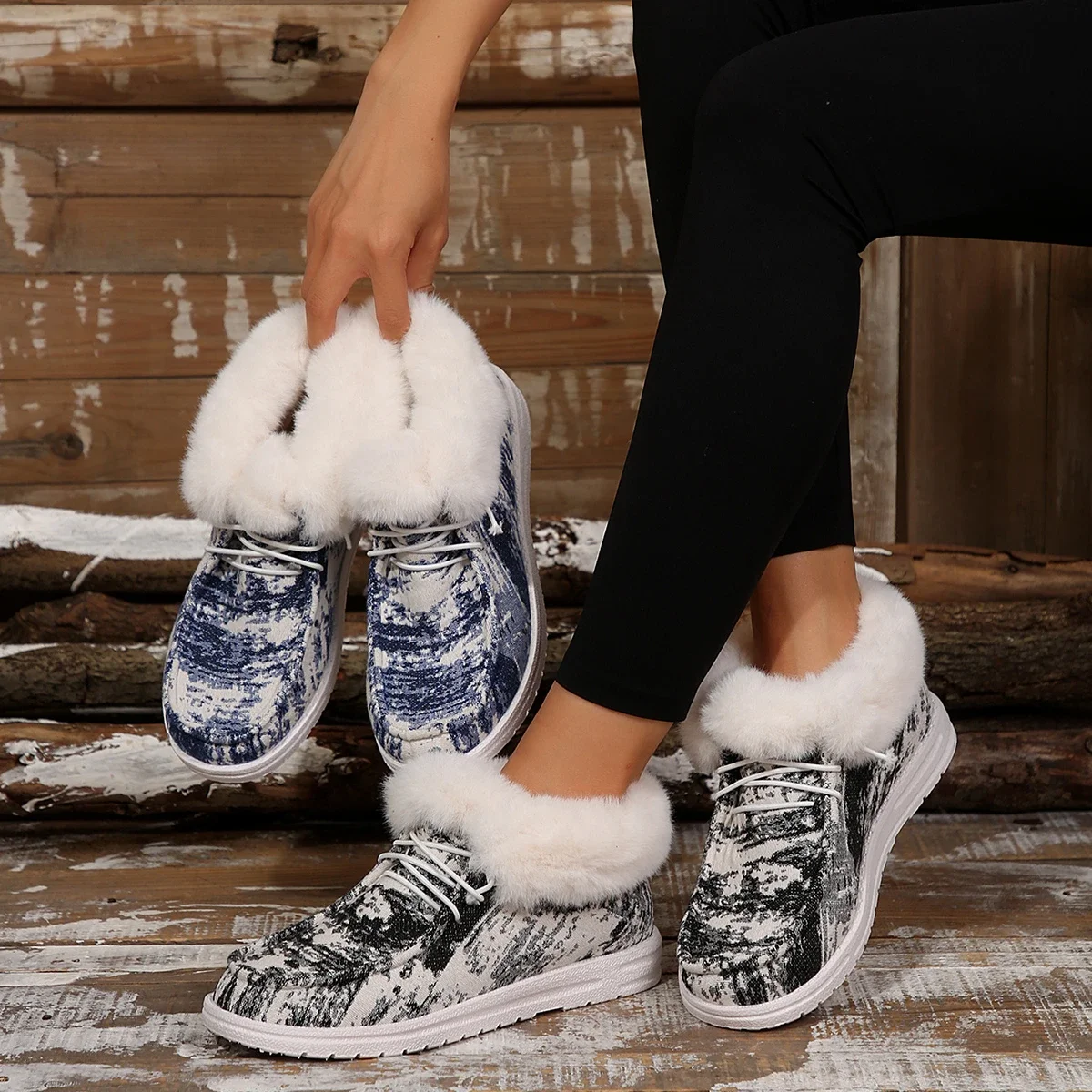 Women Boots Winter Warm Plush Fur Snow Boots Ladies Slip on Comfortable Ankle Boots Women Outdoor Trend Fashion Shoes Female