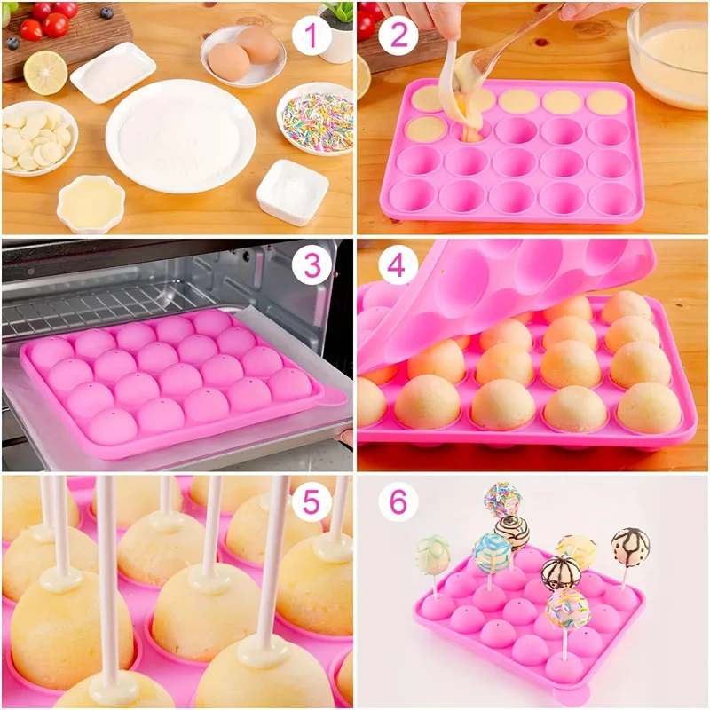 20 Holes Silicone Cake Pop Mold Lollipop Maker Baking Cake Mould Candy Chocolate Bar Mold Kitchen Accessories Decorating Tools - view 5