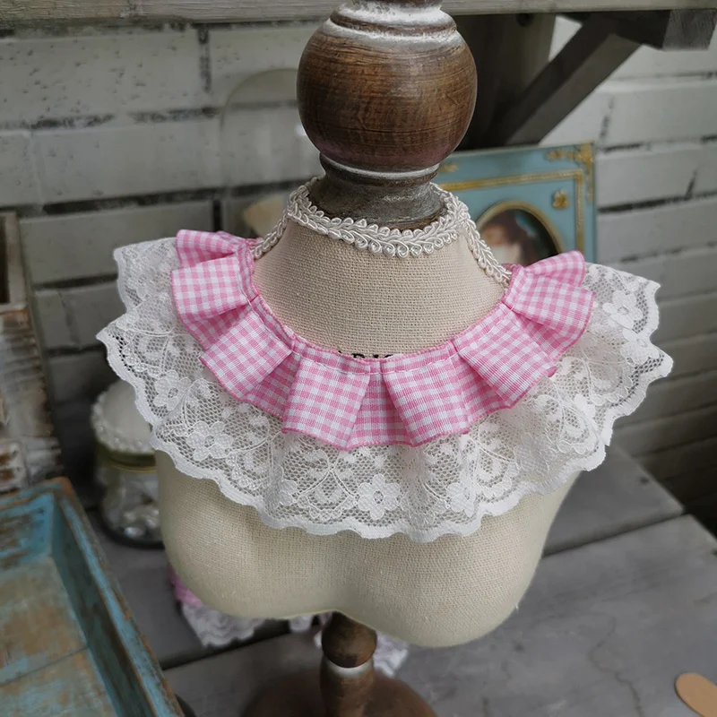 Double-layer Lattice Webbing Pleated Lace DIY Children\'s Lolita Clothing Doll Pet Hat Dress Collar Skirt Hem Sewing Decoration