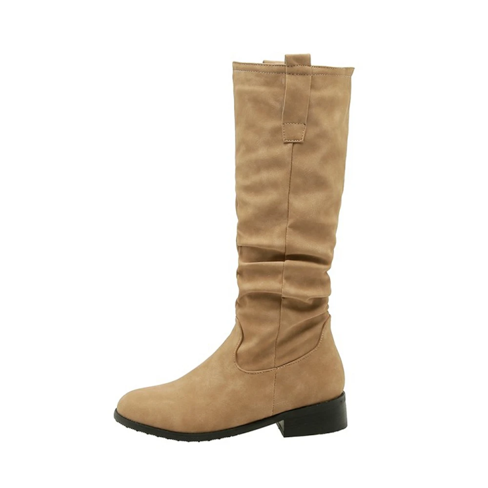 Botas hasta la rodilla plisadas De felpa para Mujer, zapatos cálidos De plataforma larga marrón, talla grande 32-54, 20-27, otoño e invierno, 2023