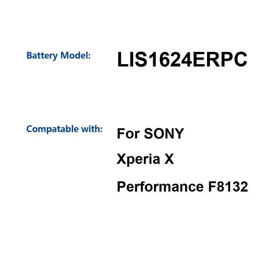 

Высокая производительность 2700 мАч для аккумулятора мобильного телефона Sony Xperia X F8132 LIS1624ERPC