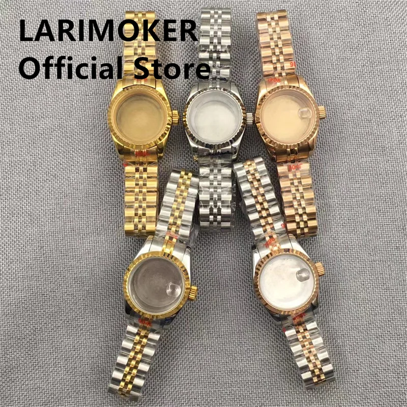 

LARIMOKER 26 мм двухцветный корпус женских часов NH05 сапфировое стекло градиент черный, белый, зеленый, красный, бриллиантовый циферблат подходит для механизма NH05 NH06