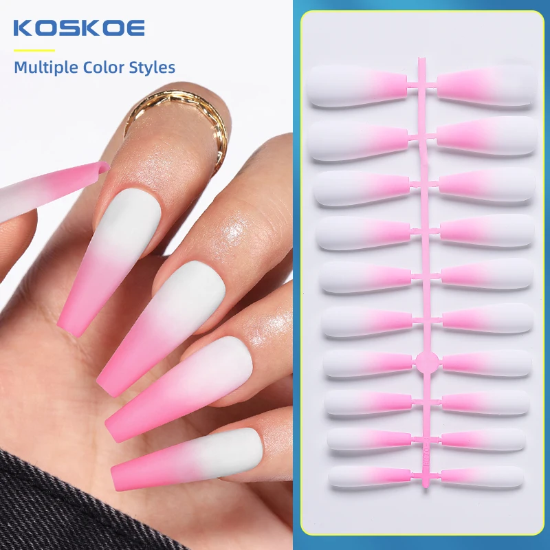 24Pcs/Set Press on Fake Nails Full Cover Wearable Ballet Artificial Nails Short Long False Tips Detachable Fingernails Tool