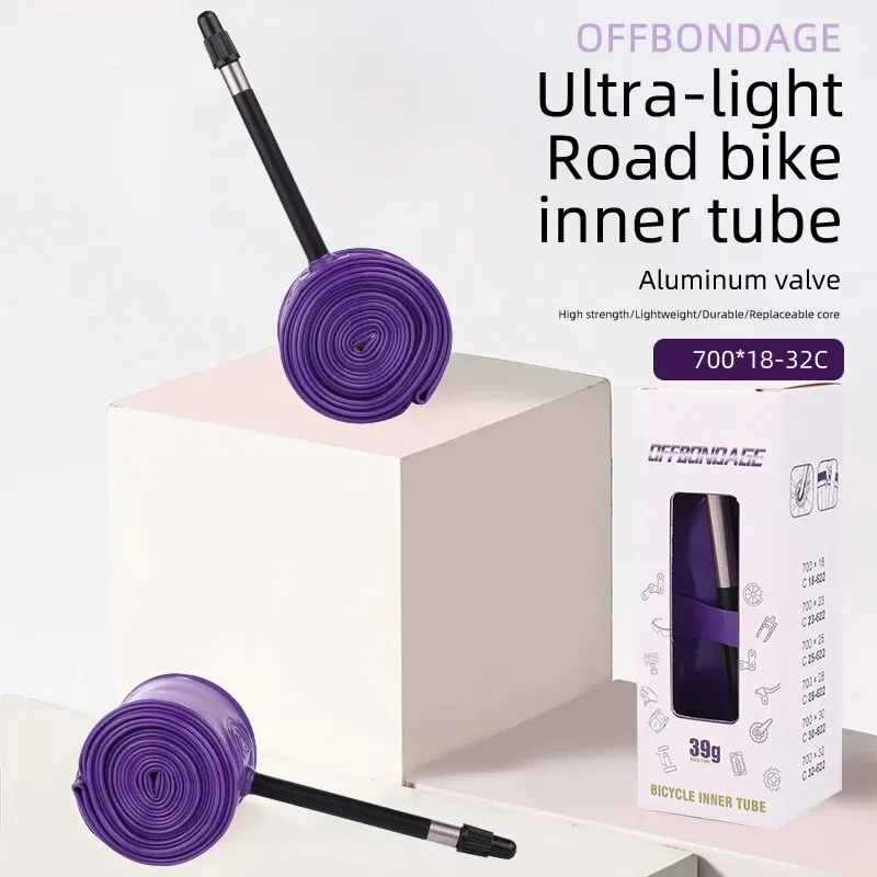 OFFBONDAGE 2PCS Ultralight 39g Bike Inner Tube 700CC Road Bicycle TPU Material Tire 65mm Length French Valve Bicycle Accessory