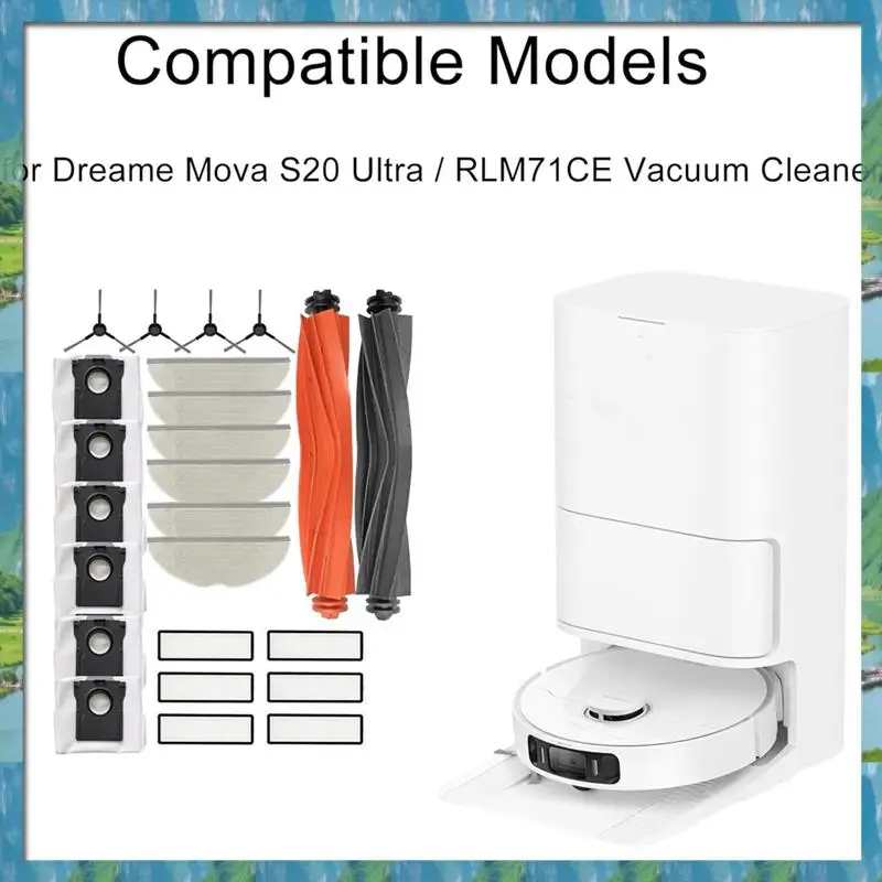 

The 24PCS Accessories Kit For Dreame Mova S20 Ultra/RLM71CE Vacuum Cleaner Parts Main Side Brush Mop Pads Filters Dust Bags