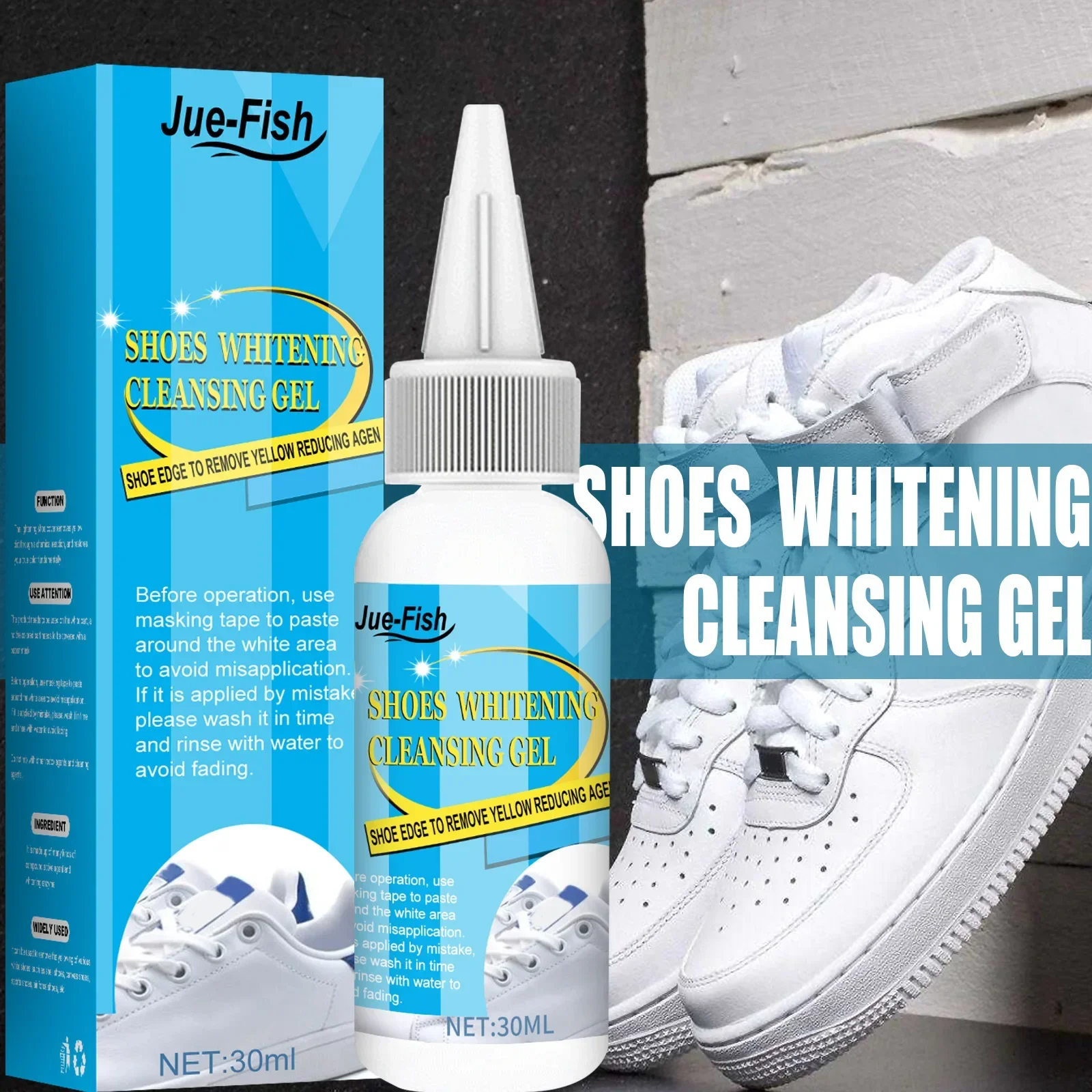 30ml Weißes Schuh-Reinigungsgel-Set Sneaker Flecken- und Schmutzentferner Aufhellender Kantenschutz Gelbentferner Schuhreiniger für den Täglichen Gebrauch