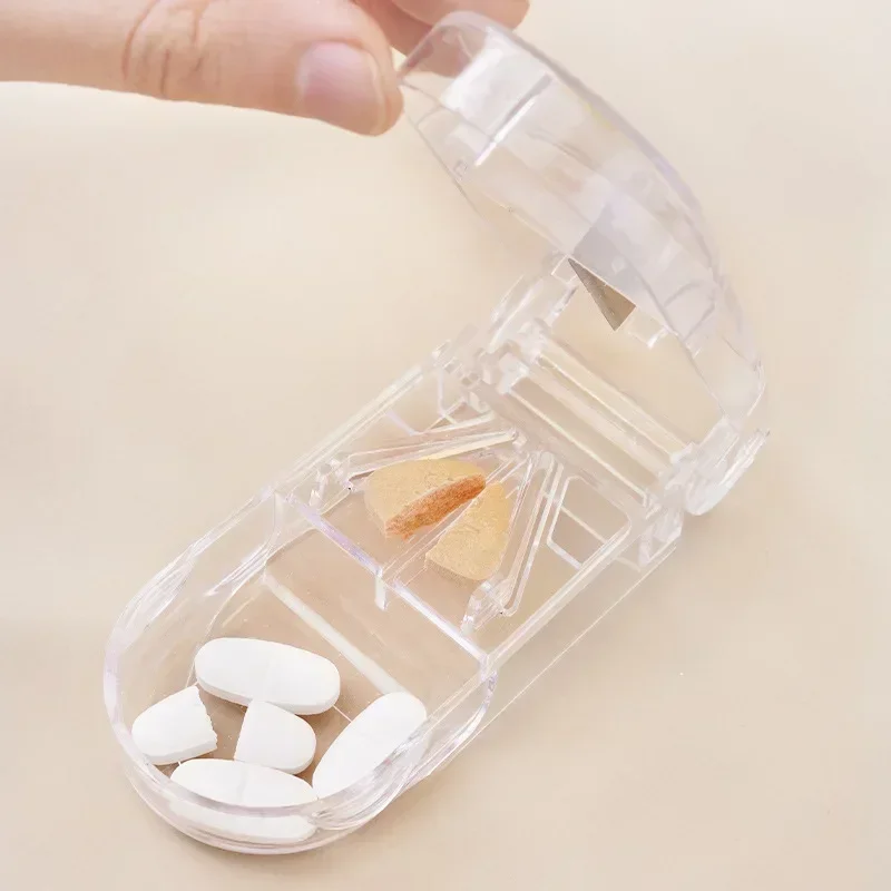 2Pcs Portable Pill Cutter Splitter Divide Medicine Storage Tablet Splitters Cut Slicer Home Pill Cases Dispenser Pill Drugs Box