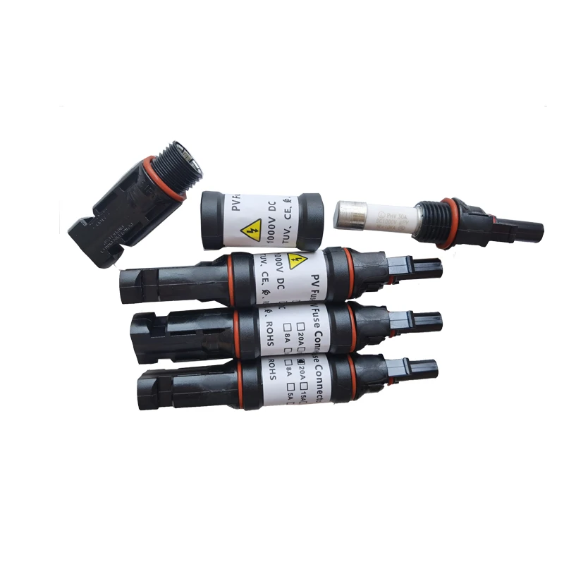 1000VDC 10A 15A 20A 30A DC Solar fuse Connector fusible holder with Inline Fuse for Solar Panel Systems TUV approved