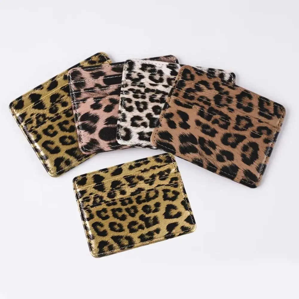 

Classics PU Leather Leopard Print Card Wallet Slim Multi Slot Id Credit Card Holder Case Card Cover Purse Daily Essentials