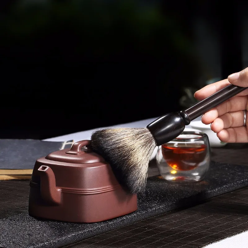 Zanghutianxia Solid Wood Pot Maintenance Pen Tea Brush Ox Horn Hair Pot Maintenance Pen Brush Teapot Cleaning Pen Tea Set Brush