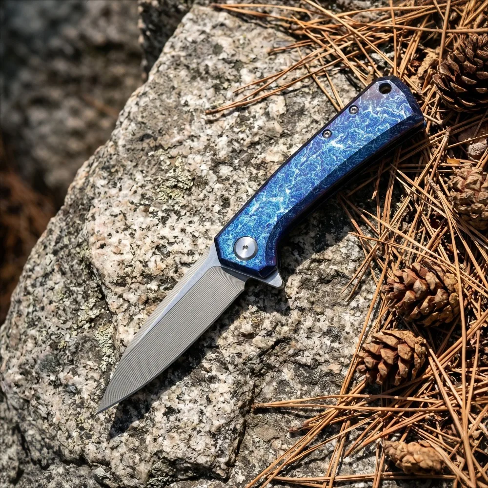 

0808 Portable TC4 Titanium Alloy Handle Folding Knife Lightweight Stainless Steel Blade Perfect for Hunting & Daily Use