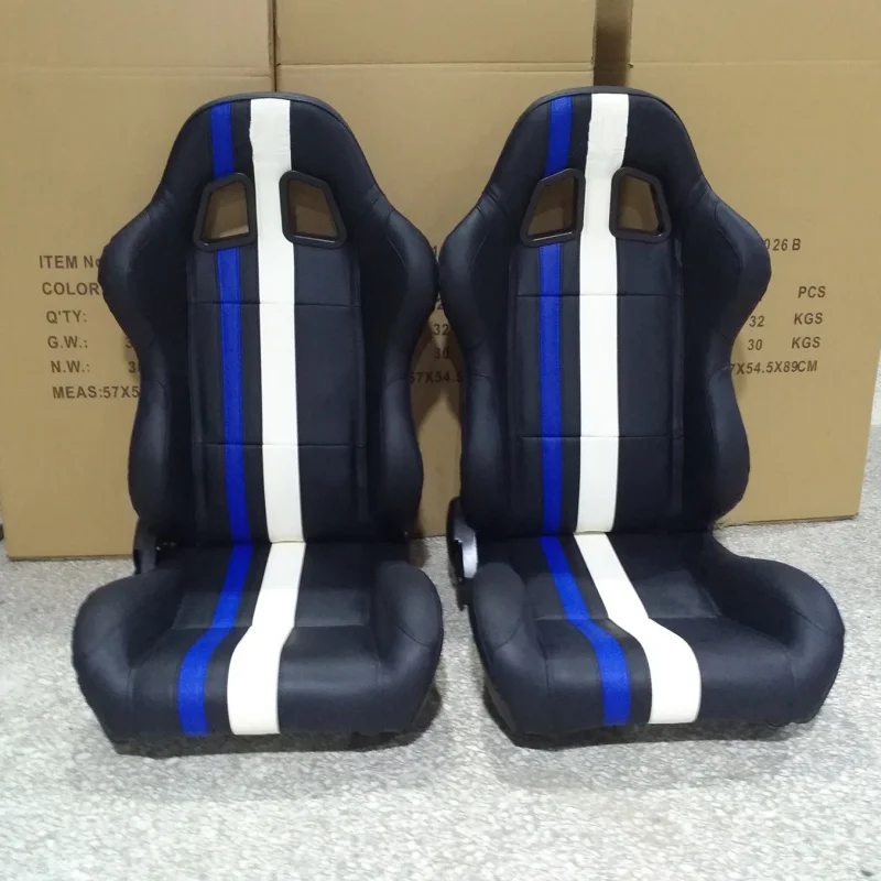 

Модифицированный чехол с регулируемым углом, двойной направляющей, автомобильное синее и белое сиденье из ПВХ, игровое кресло